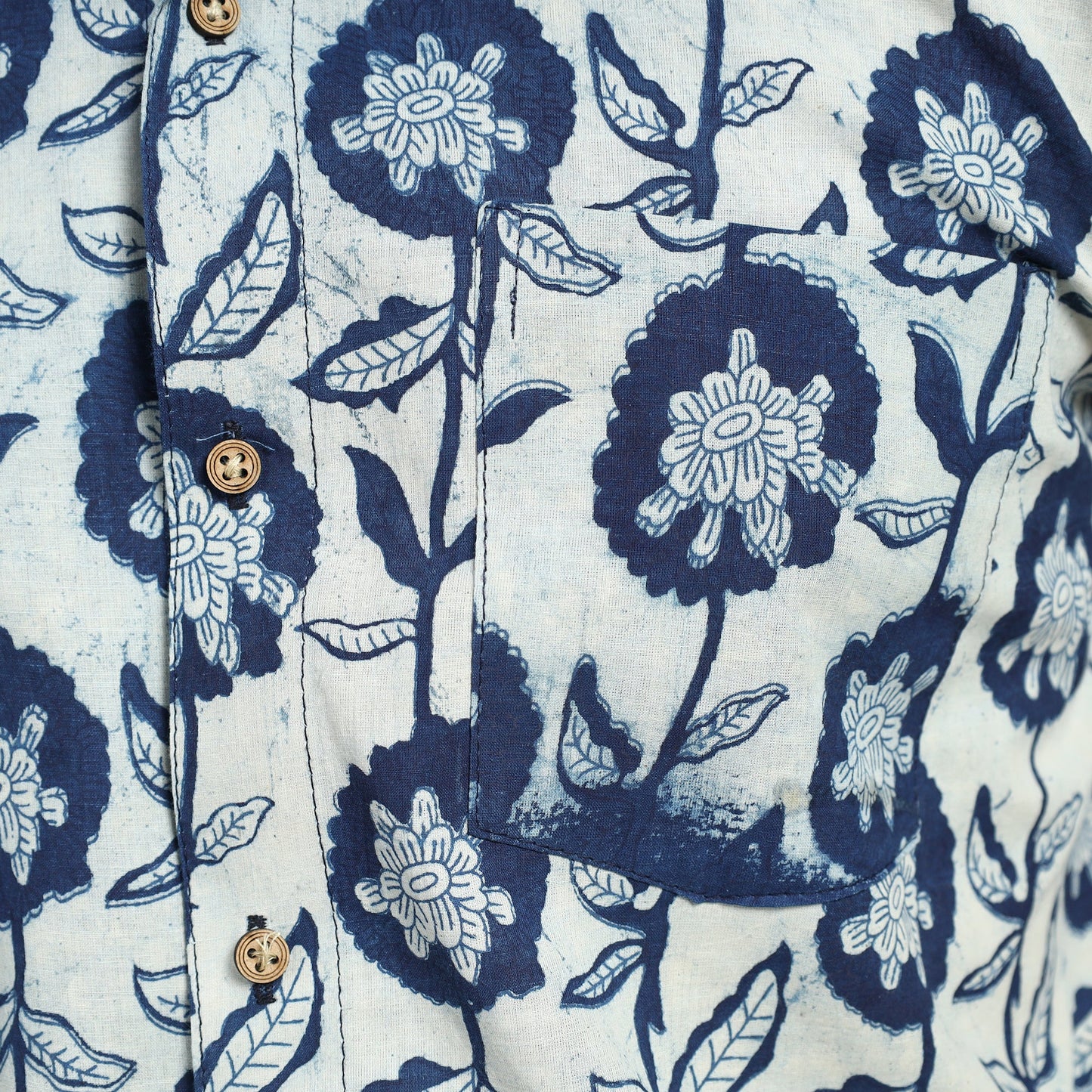 Blue - indigo hand block printed cotton men half sleeve