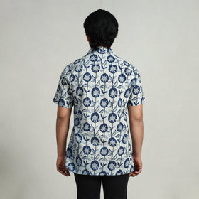 Blue - indigo hand block printed cotton men half sleeve