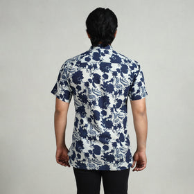 Blue - indigo hand block printed cotton men half sleeve