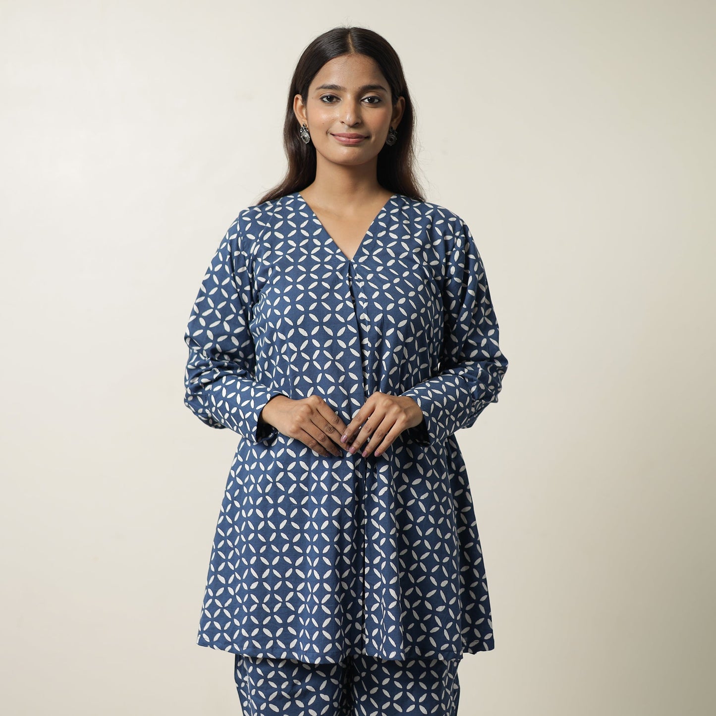  Indigo Hand Block Printed Cotton Co-Ord Set 07 Online at iTokri.com