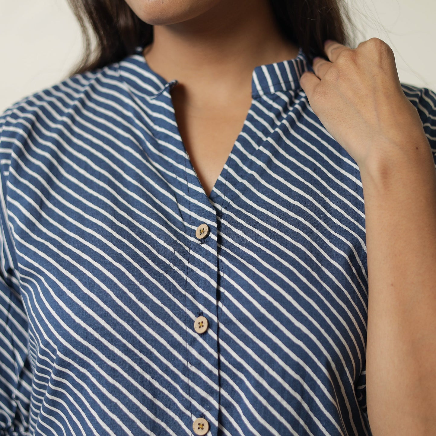 Blue - indigo hand printed cotton co-ord set 03