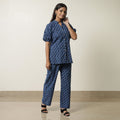 Blue - indigo hand printed cotton co-ord set 05