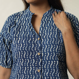 Blue - indigo hand printed cotton co-ord set 06