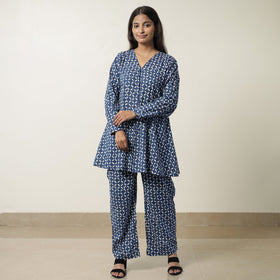  Indigo Hand Block Printed Cotton Co-Ord Set 07 Online at iTokri.com