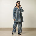 Blue - indigo hand printed cotton co-ord set 08