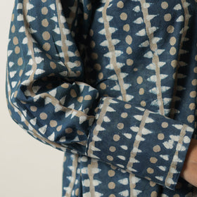 Blue - indigo hand printed cotton co-ord set 08