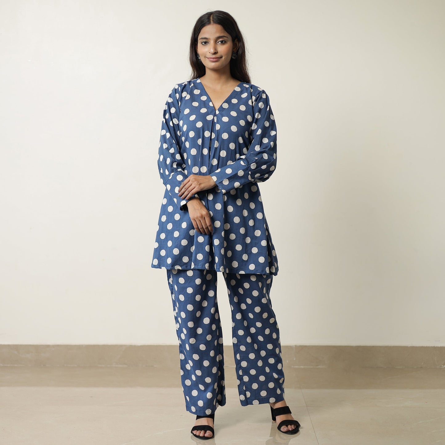 Indigo Hand Block Printed Cotton Co-Ord Set 09 by ITOKRI CASUALS