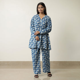 Indigo Hand Block Printed Cotton Co-Ord Set 10 by ITOKRI CASUALS