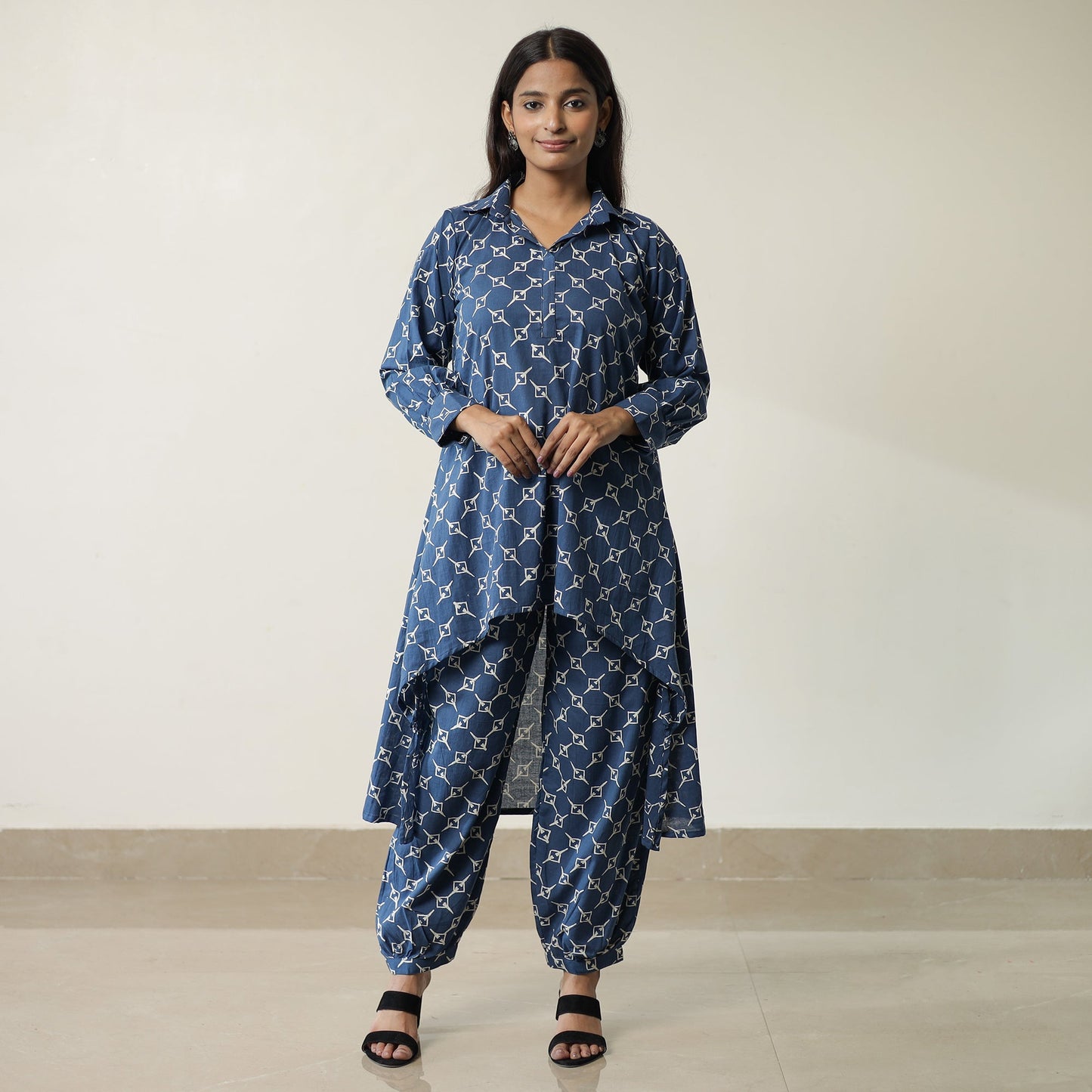 Blue - Indigo Hand Block Printed Cotton Co-Ord Set 14