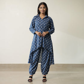 Blue - Indigo Hand Block Printed Cotton Co-Ord Set 14