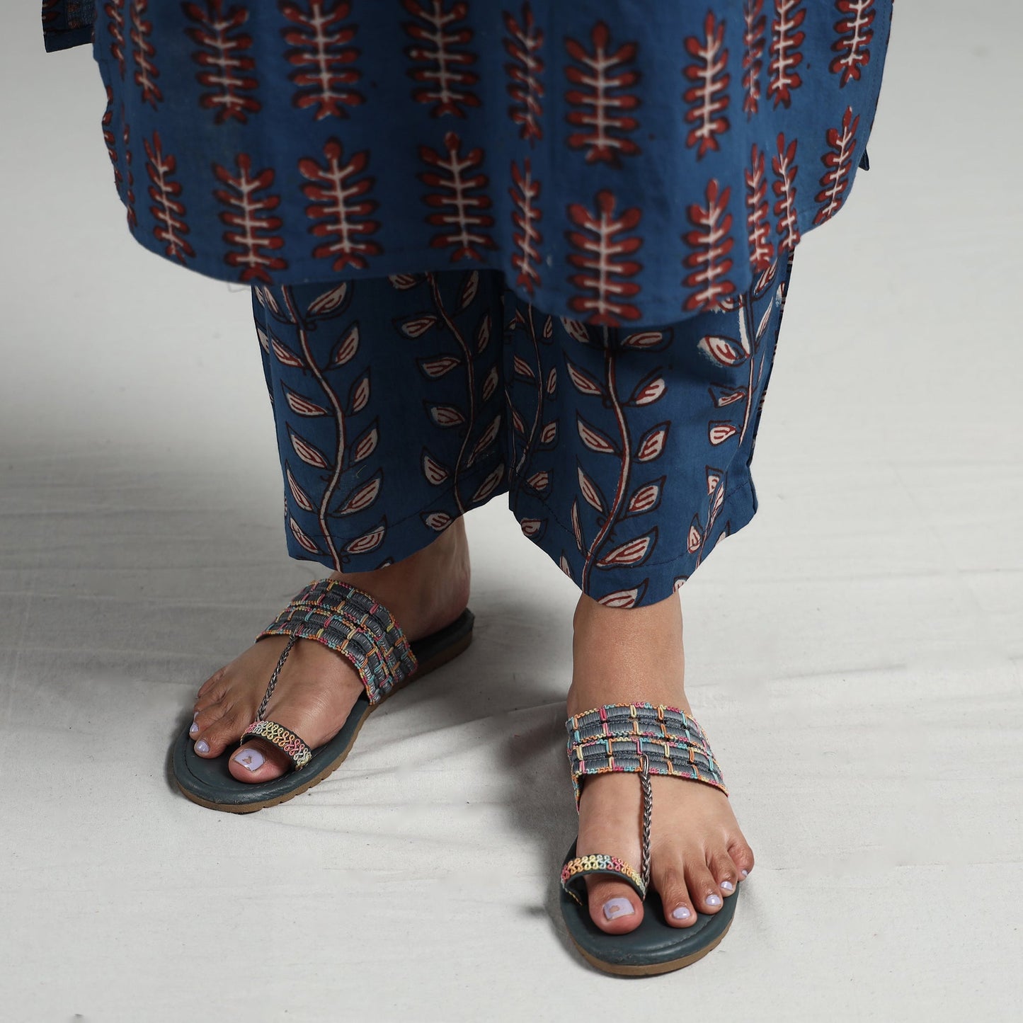 Buy Pipad Block Printed Cotton Kurta with Palazzo & Dupatta Set Online at iTokri.com