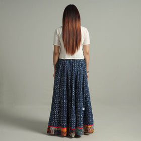  Indigo Block Printed 24 Kali Patchwork Cotton Long Skirt 03 