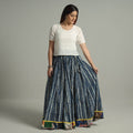  Indigo Block Printed 24 Kali Patchwork Cotton Long Skirt 17 