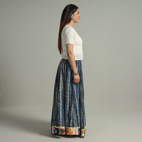 Indigo Block Printed 24 Kali Patchwork Cotton Long Skirt 17 