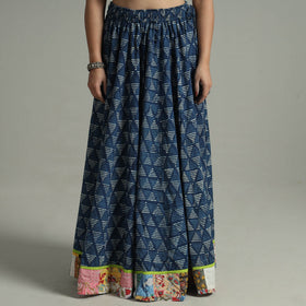  Indigo Block Printed 24 Kali Patchwork Cotton Long Skirt 19 