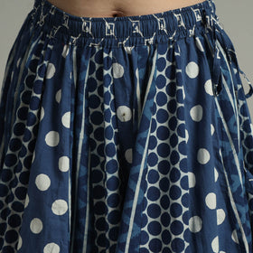  Indigo Block Printed 24 Kali Patchwork Cotton Long Skirt 30 
