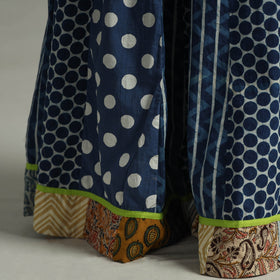  Indigo Block Printed 24 Kali Patchwork Cotton Long Skirt 30 