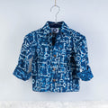 Blue Indigo Block Printed Cotton Full-Sleeve Kids Shirt