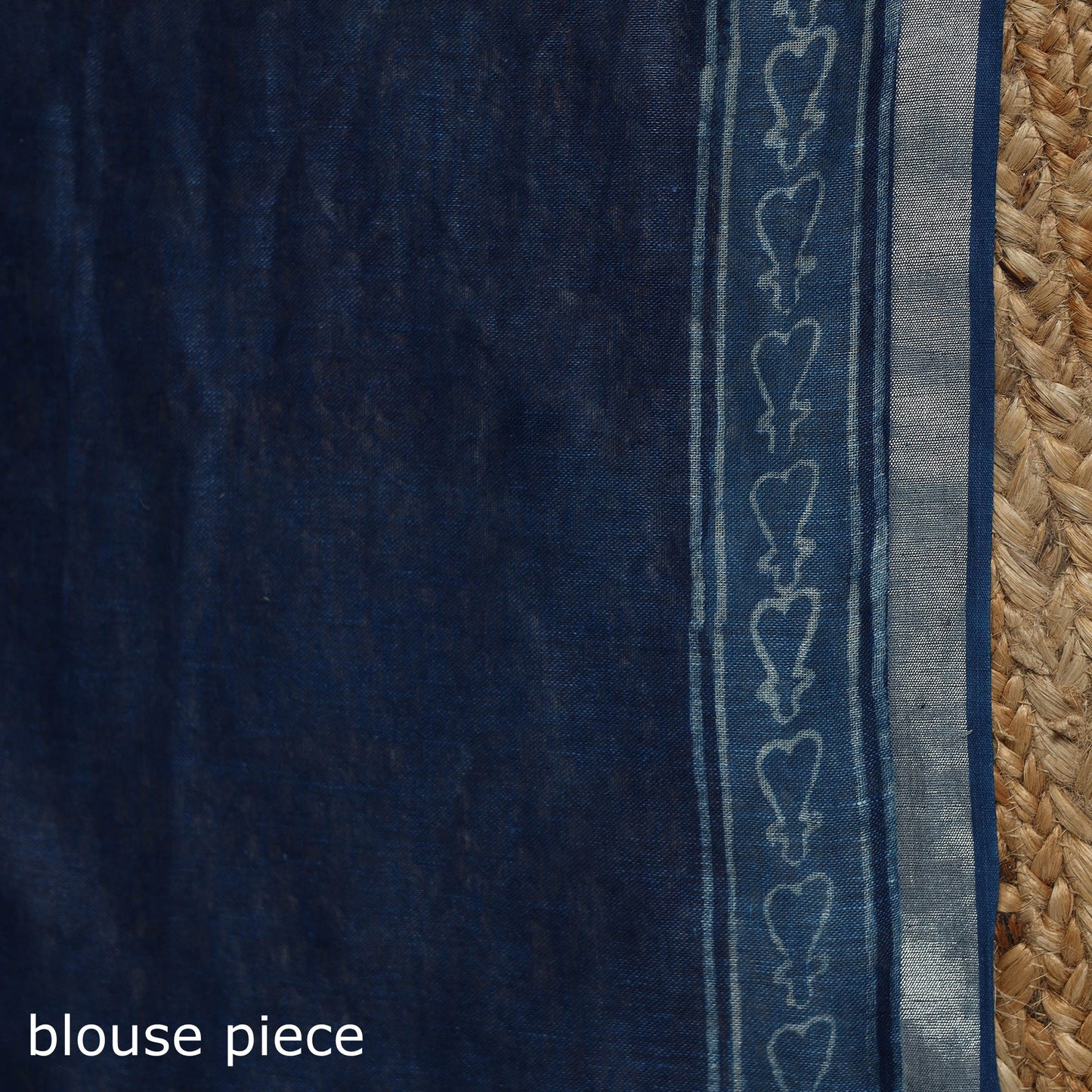 Blue - indigo - printed linen handloom sanganeri saree