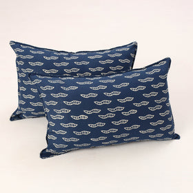 Blue - indigo - set of 2 cotton pillow covers 06