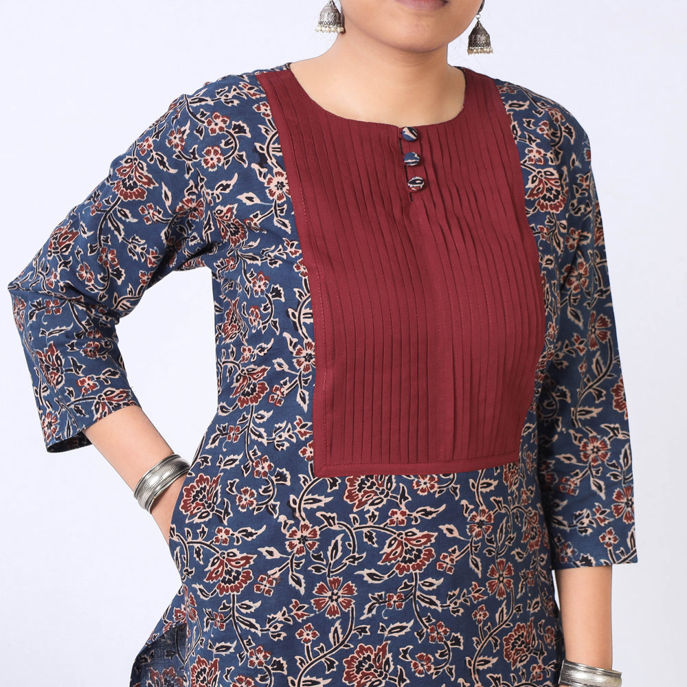 Buy iTokri Casuals - Ajrakh Block Print Cotton Long Kurta Online at iTokri.com