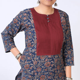Buy iTokri Casuals - Ajrakh Block Print Cotton Long Kurta Online at iTokri.com