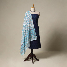 Jacquard cotton 2pc unstitched dress material with earrings