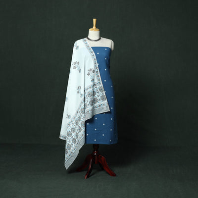 Jacquard cotton 2pc unstitched dress material with earrings