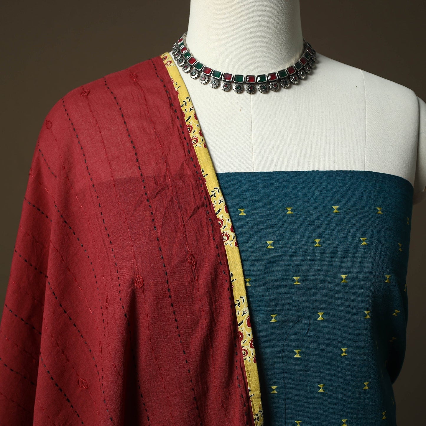 Jacquard cotton 2pc unstitched dress material kurta set 25