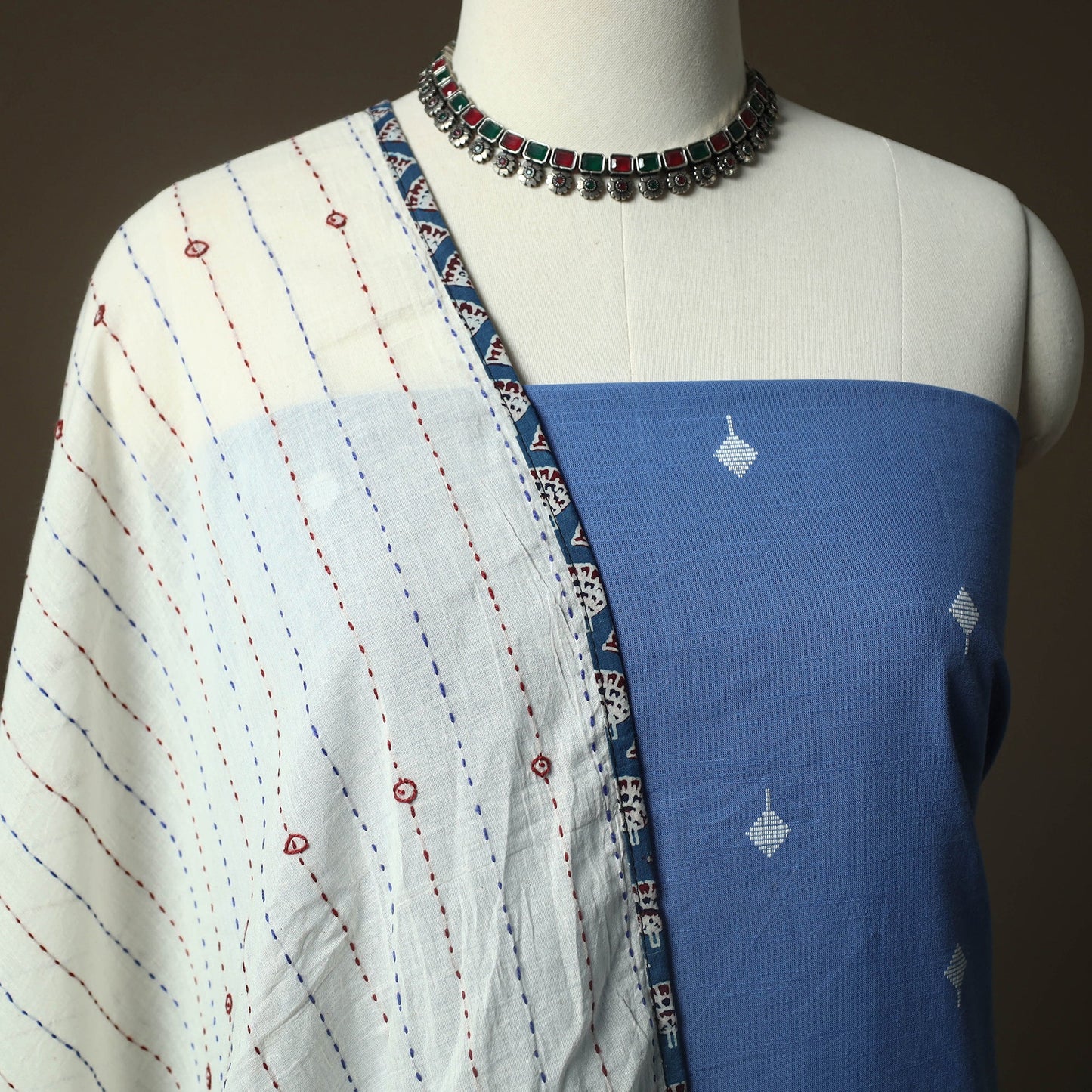 Jacquard cotton 2pc unstitched dress material kurta set 49