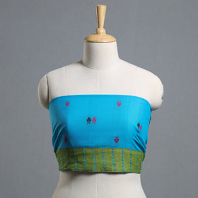 Blue - jacquard cotton blouse piece 34 - handcrafted