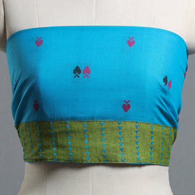 Blue - jacquard cotton blouse piece 34 - handcrafted