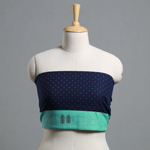 Blue - jacquard cotton blouse piece 83 - handcrafted