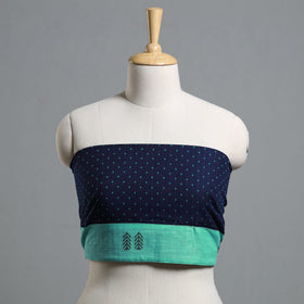 Blue - jacquard cotton blouse piece 83 - handcrafted