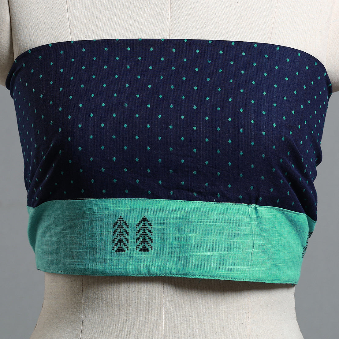 Blue - jacquard cotton blouse piece 83 - handcrafted