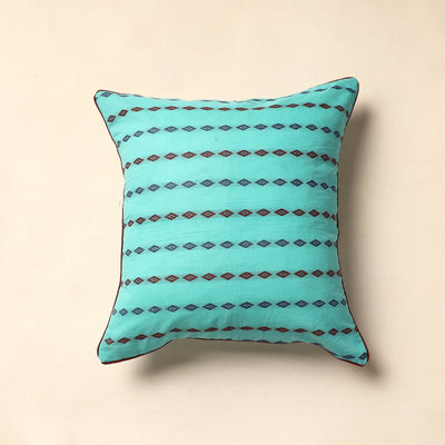 Buy Blue Jacquard Cotton Cushion Cover