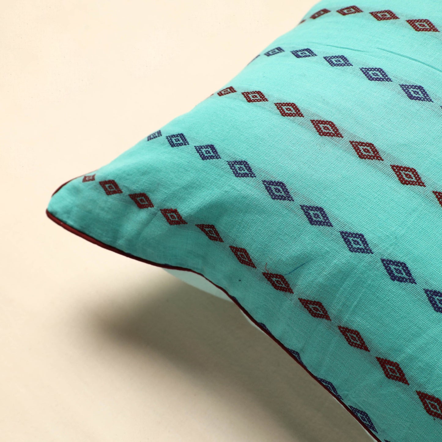 Buy Blue Jacquard Cotton Cushion Cover