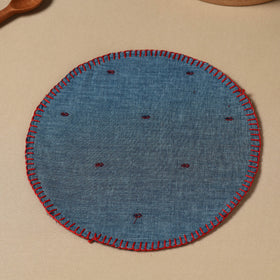  Blue Jacquard Cotton Hand Embroidery Roti Napkin 03