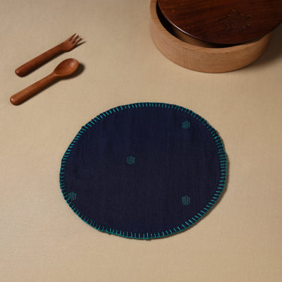  Blue Jacquard Cotton Hand Embroidery Roti Napkin 06