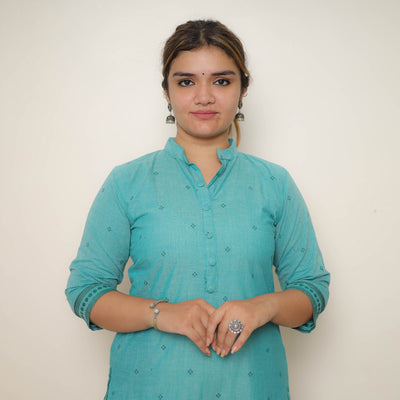 Blue Jacquard Kurta for Women for Women