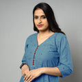 Buy Blue Jacquard Cotton Straight Kurta for Women