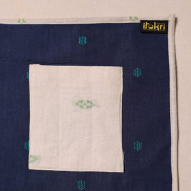 Blue Jacquard Cotton Table Mat With Pocket