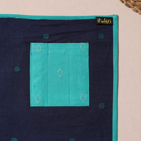 Blue Jacquard Cotton Table Mat With Pocket