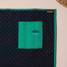 Blue Jacquard Cotton Table Mat With Pocket