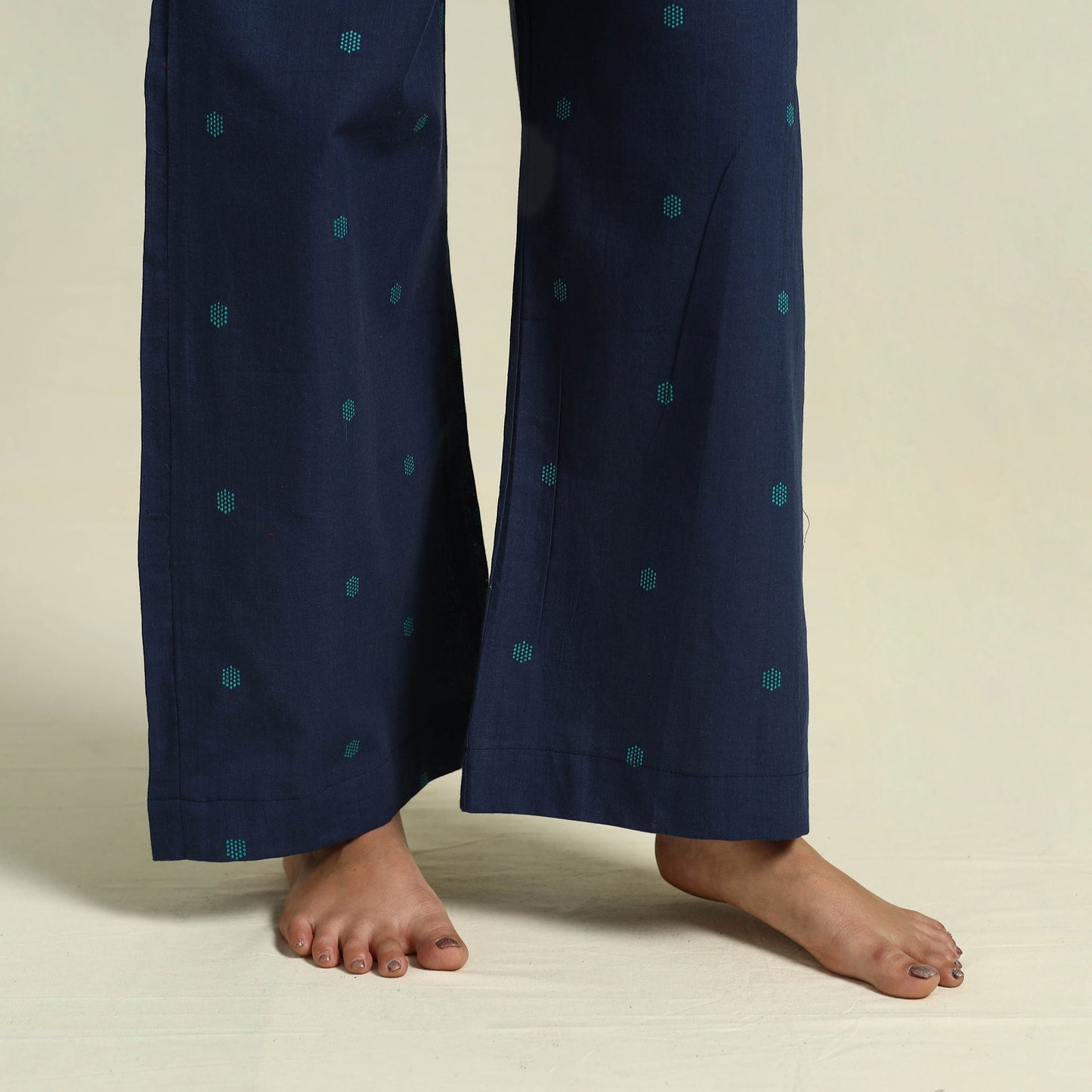 Buy Blue Jacquard Cotton Top & Pyjama Night Suit Set