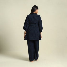 Buy Blue Jacquard Cotton Top & Pyjama Night Suit Set