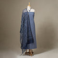 Blue Jacquard Cotton Dress Material with Jewellery Set