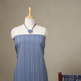 Blue Jacquard Cotton Dress Material with Jewellery Set