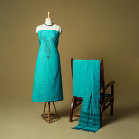 Jacquard embroidered cotton 3pc unstitched dress material