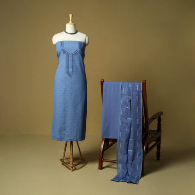 Jacquard embroidered cotton 3pc unstitched dress material